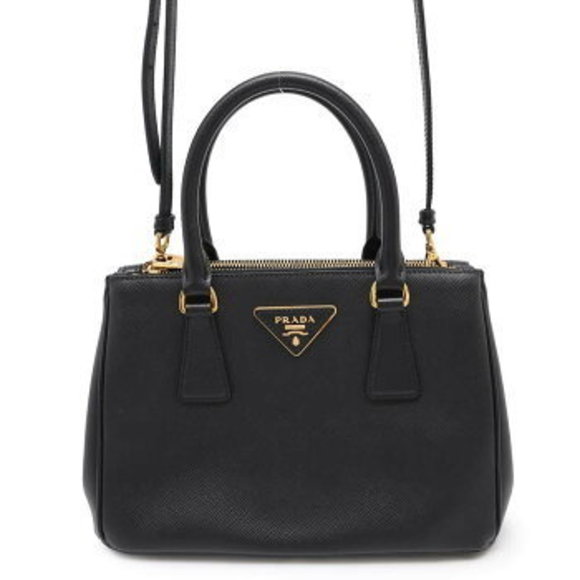 Prada Galleria Handbag Saffiano Leather Shoulder Bag Black s - Picture 1 of 8
